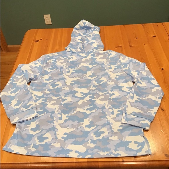 BLUE CAMO HOODIE SWEATSHIRT sz L NWT WAKE & WEAR BY INK & IVY - Picture 2 of 7